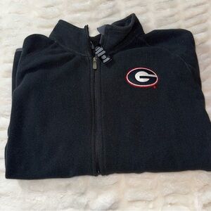 ****SOLD****Georgia Zip Up Full Jacket Men's XL Black Embroidered Logo Long Slee